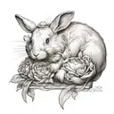 white rabbit sleeping tattoo design idea