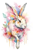 white rabbit running tattoo design idea