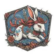 white rabbit running tattoo design idea