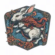 white rabbit running tattoo design idea