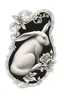 white rabbit sleeping tattoo design idea