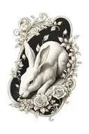 white rabbit sleeping tattoo design idea