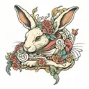 white rabbit sleeping tattoo design idea