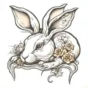 white rabbit sleeping tattoo design idea