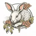 white rabbit sleeping tattoo design idea