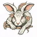 white rabbit sleeping tattoo design idea