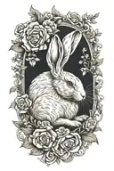 white rabbit lounging tattoo design idea