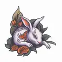 white rabbit sleeping   tattoo design idea