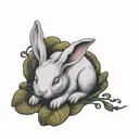 white rabbit sleeping   tattoo design idea