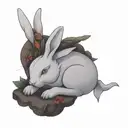 white rabbit sleeping   tattoo design idea