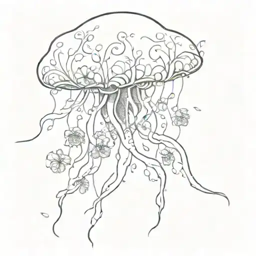 jellyfish and vines tattoo design idea