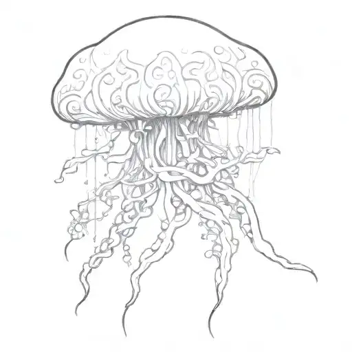 jellyfish and vines tattoo design idea