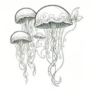 jellyfish and vines tattoo design idea