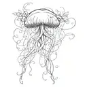 jellyfish and vines tattoo design idea