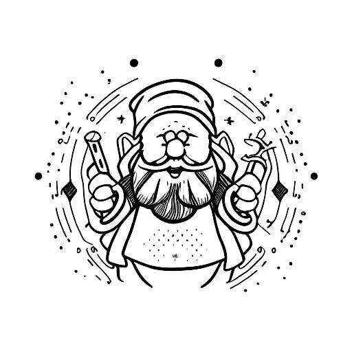 friendly gnome tattoo design idea