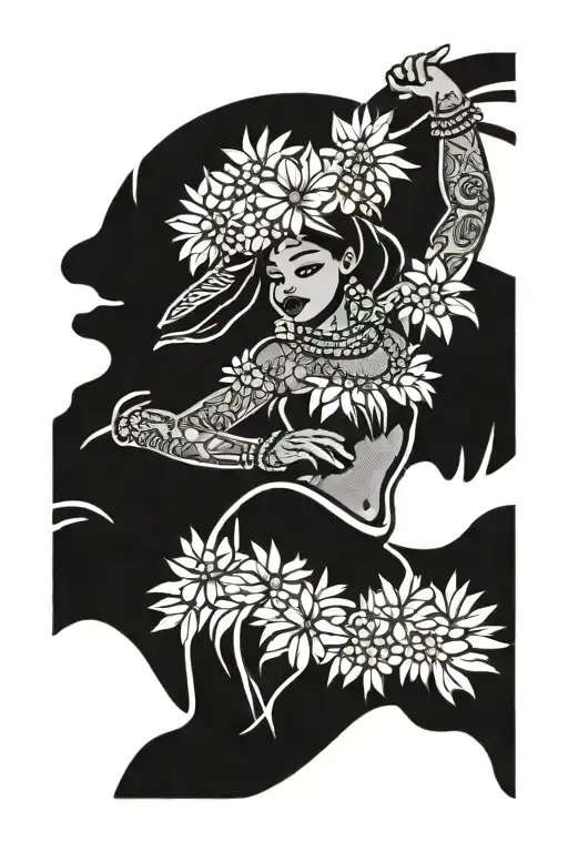 hula girl tattoo design idea
