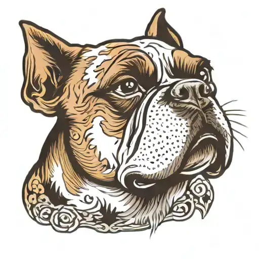 paw prints boxer dogs face tattoo design idea