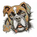 paw prints boxer dogs face tattoo design idea