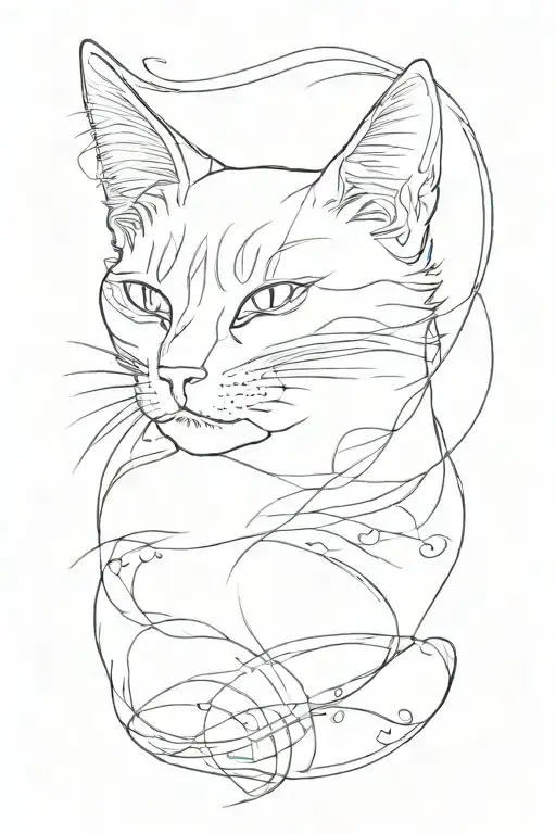 a simple singleline cat side profile tattoo design idea