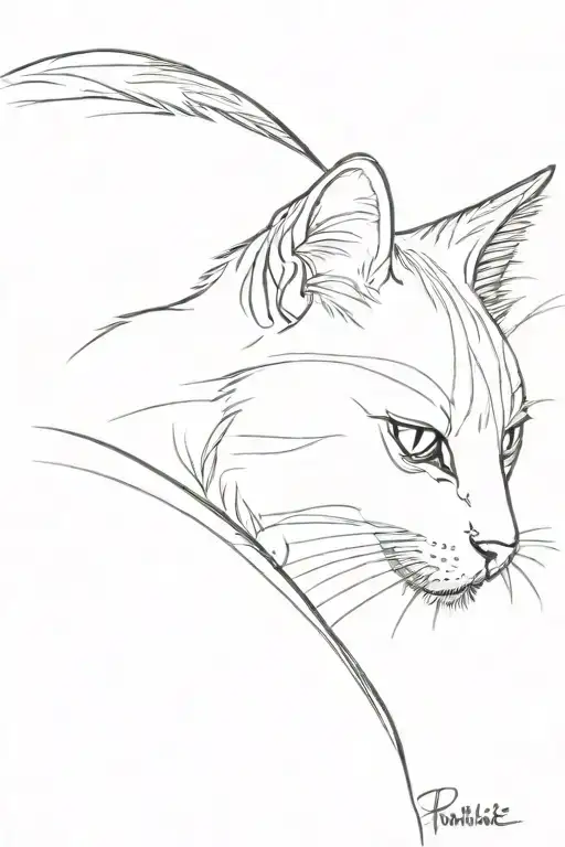 a cat side position profile sketch style tattoo design tattoo design idea