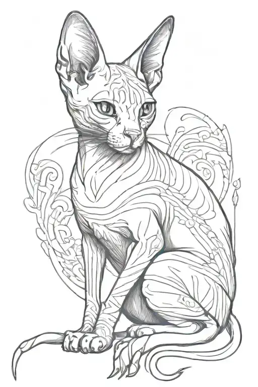 an sphinx cat sketch style tattoo tattoo design idea