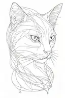 a singleline cat profile tattoo design idea