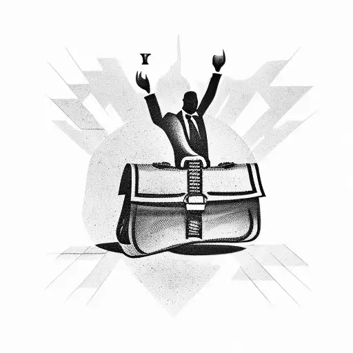 A silhouette of a mafia boss holding a briefcase full of money, with lines of code forming his shadow tattoo design idea