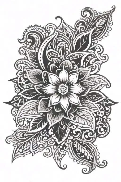 Paisley flower growing tattoo design idea