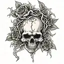 Skull and Roses / Thorns / tattoo design idea