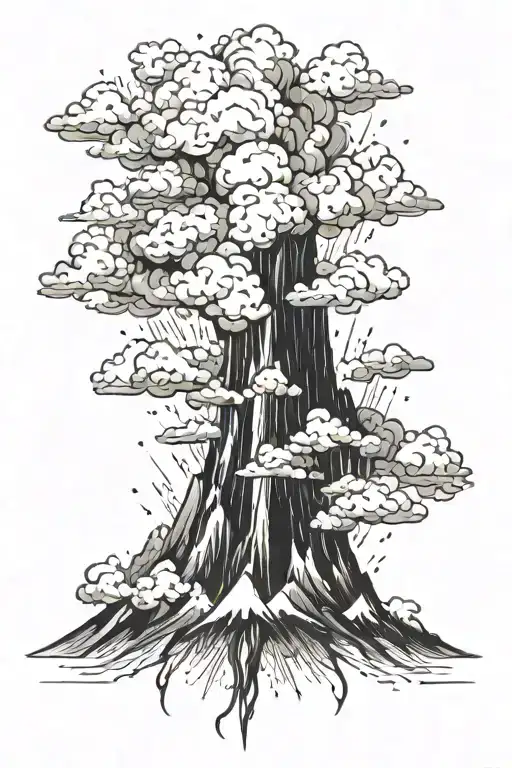 volcano explosion tattoo design idea