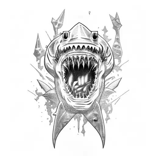 zombie shark tattoo design idea