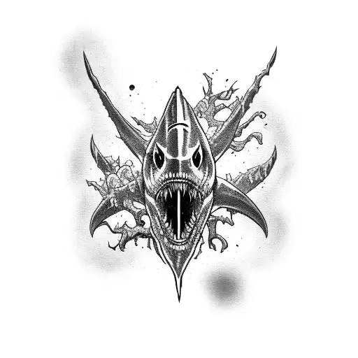 zombie shark Lilith Diablo 4 tattoo design idea