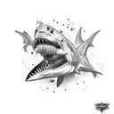 zombie shark tattoo design idea