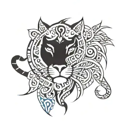 lions and blue eyes tattoo design idea