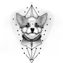 dog, balloon, name tattoo design idea