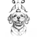 dog, balloon, name tattoo design idea