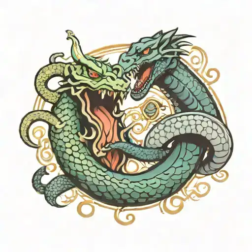Jormungandr and mjolnir fighting  tattoo design idea
