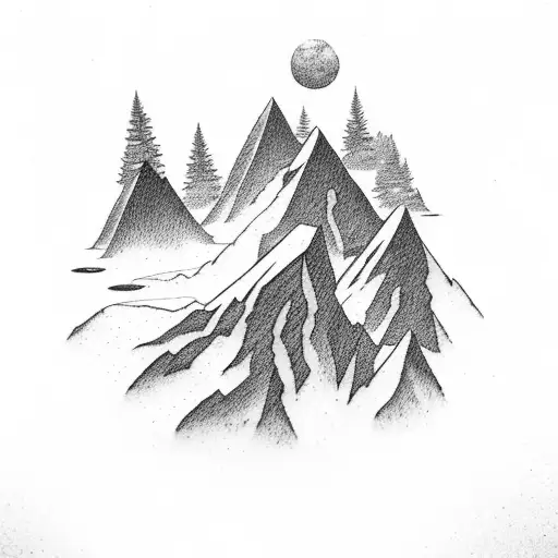 mountains with snow tattoo design idea