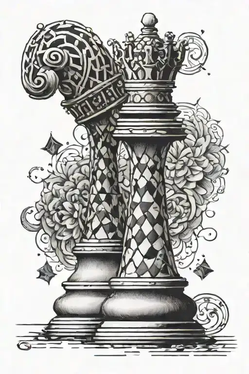 queens chess piece tattoo design idea