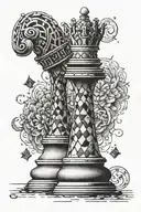 queens chess piece tattoo design idea