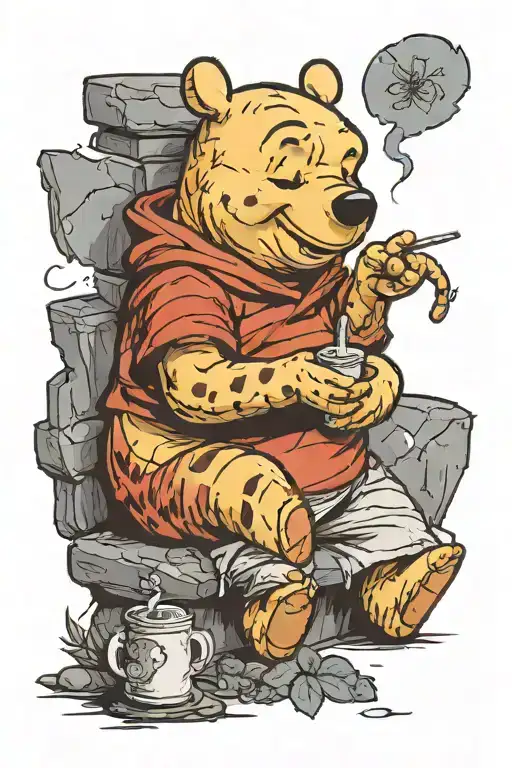 winnie the pooh tattoo smoking cigarette bad tattoo design idea