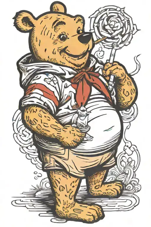 winnie the pooh tattoo smoking cigarette bad tattoo design idea