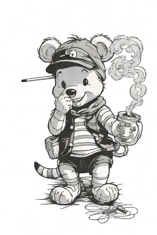 winnie pooh tattoo smoking cigarette tattoo design idea