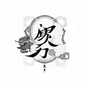 japanese, kanji, code, bushido, black, shrine tattoo design idea