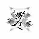 japanese, kanji, code, bushido, black, shrine tattoo design idea