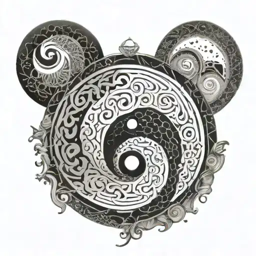 Combine a yin yang symbol with a labyrinth to represent the complexity of the mind tattoo design idea