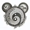 Combine a yin yang symbol with a labyrinth to represent the complexity of the mind tattoo design idea