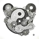 Combine a yin yang symbol with a labyrinth to represent the complexity of the mind tattoo design idea