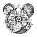 Combine a yin yang symbol with a labyrinth to represent the complexity of the mind tattoo design idea