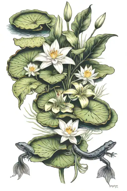 tadpoles and lily pads  tattoo design idea